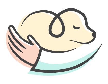 Comfort Mobile Vet logo — a resting dog cradled in cupped hands